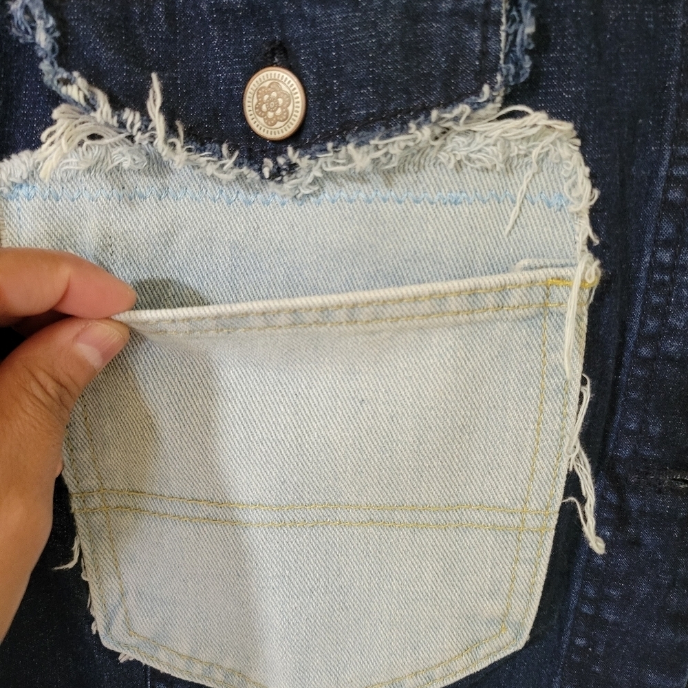 Sassy Britches Women's Denim Jacket with Floral Patch - Picture 5 of 16